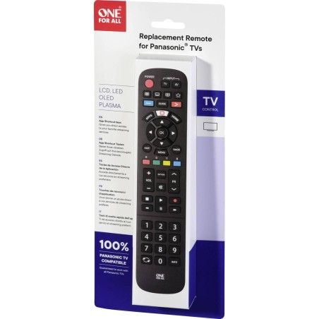 One for All Remote Control Black - Universal Control for All Your Devices - Easy Setup & User-Friendly Design (8716184072758)